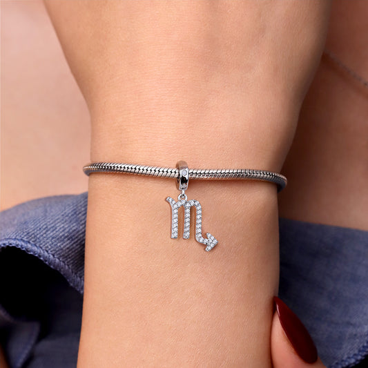 Gnoce "Signs You Are" 925 Sterling Silver Scorpio Charm Zodiac Sign Pendant With Cz For Bracelet_3