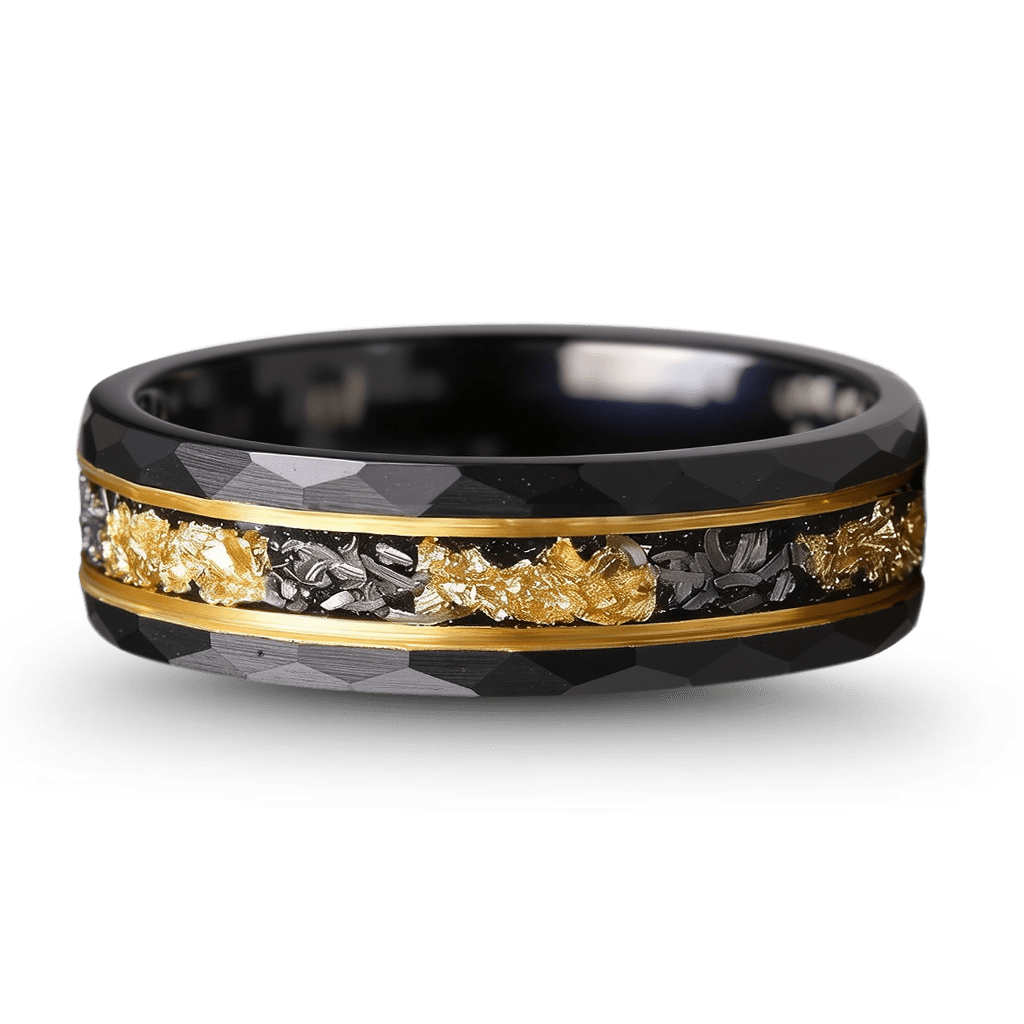 Gnoce Two-Tone Inlay Princess-Cut Stackable Ring Set_5