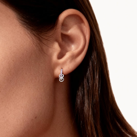Gnoce Birthstone Hoop Earrings Platinum-plated Silver Blend_2