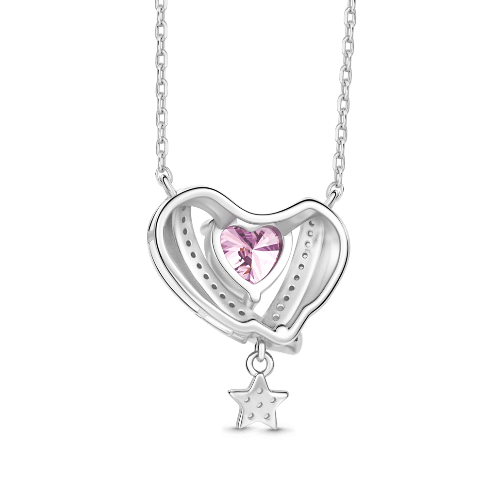 Gnoce Heart & Star Necklace Platinum-plated Silver Blend_4