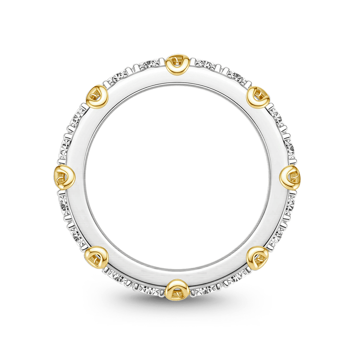 Gnoce Infinity Symbol Round-cut Band Ring Platinum-plated Silver Blend_7