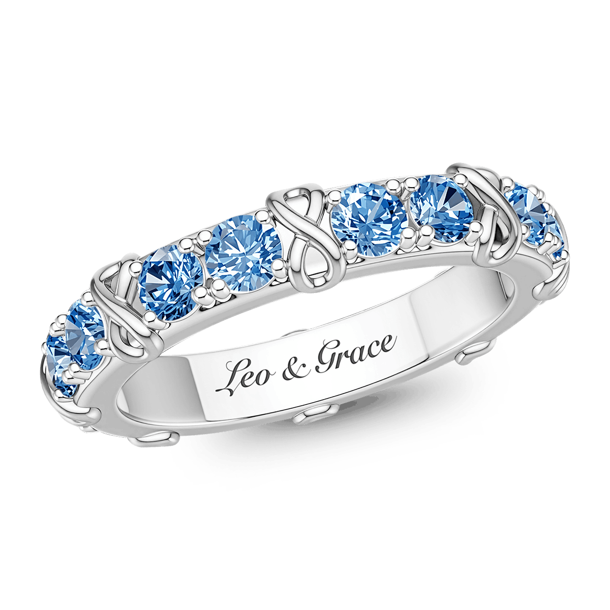 Gnoce Infinity Symbol Round-cut Birthstone Engravable Ring Platinum-plated Silver Blend_7