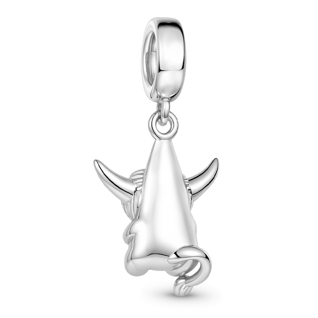 Gnoce Highland Cow Engravable Charm Platinum-plated Silver Blend_6