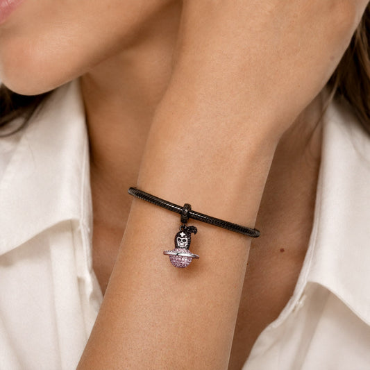 Gnoce Halloween Planet Dangle Charm Platinum-plated Silver Blend_2