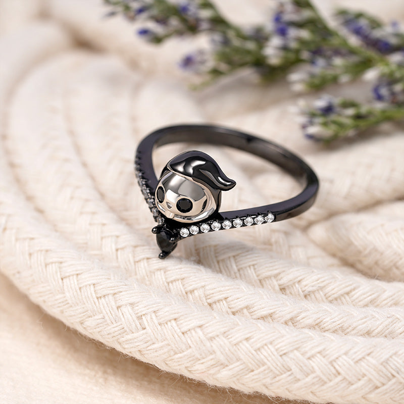 Grim Reaper V Ring Sterling Silver inlaid with Stones_2