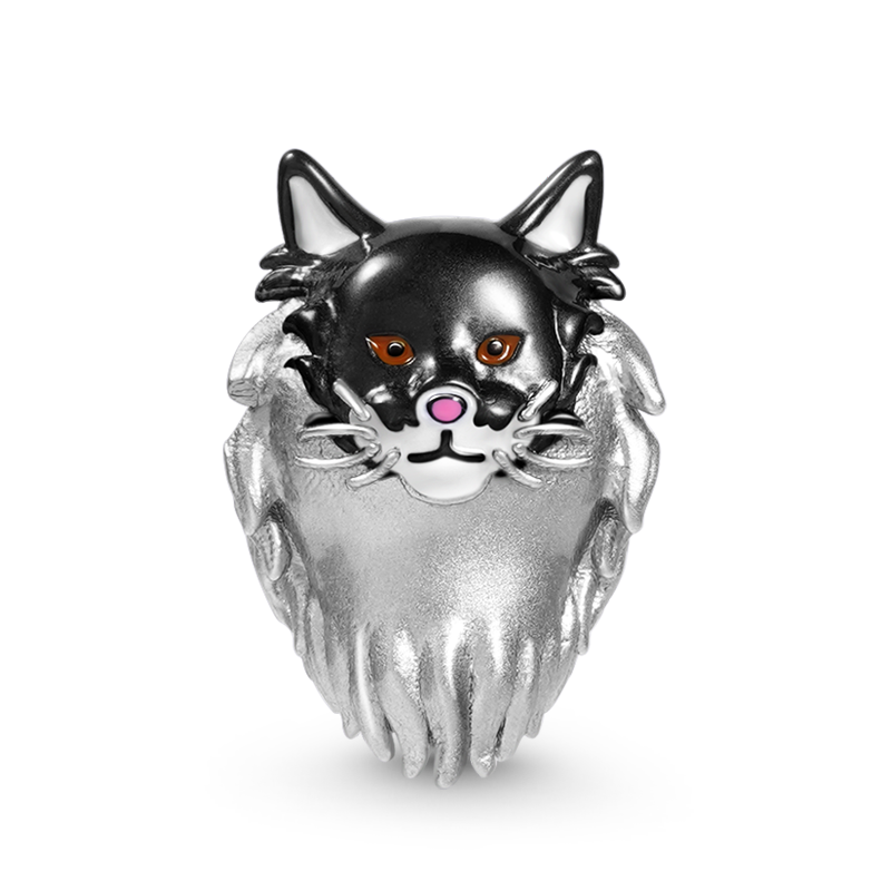 Maine Coon Cat Charm Bead Sterling Silver_1