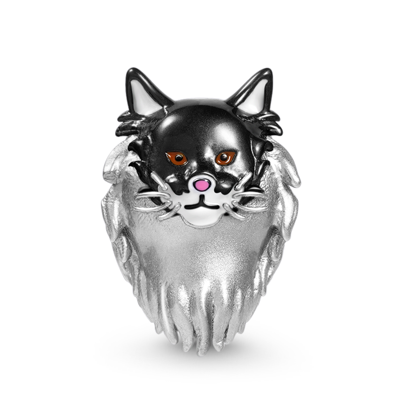 Maine Coon Cat Charm Bead Sterling Silver_1