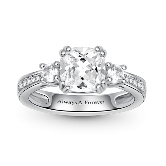 Gnoce "My Only" Silver Cushion Cut Duchess Customized Ring With Cz_1