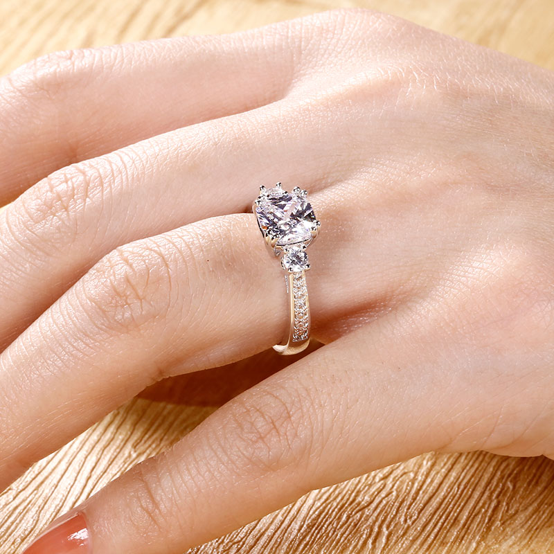 Gnoce "My Only" Silver Cushion Cut Duchess Customized Ring With Cz_3