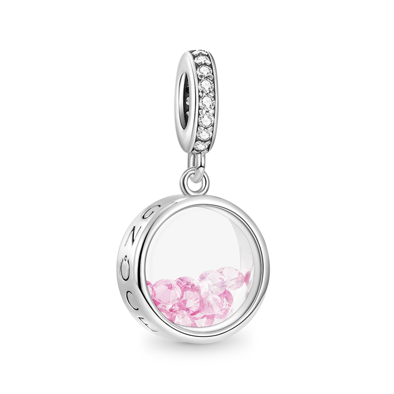 Round-shaped Birthstone Pendant Dangle Charm 925 Sterling Silver_1