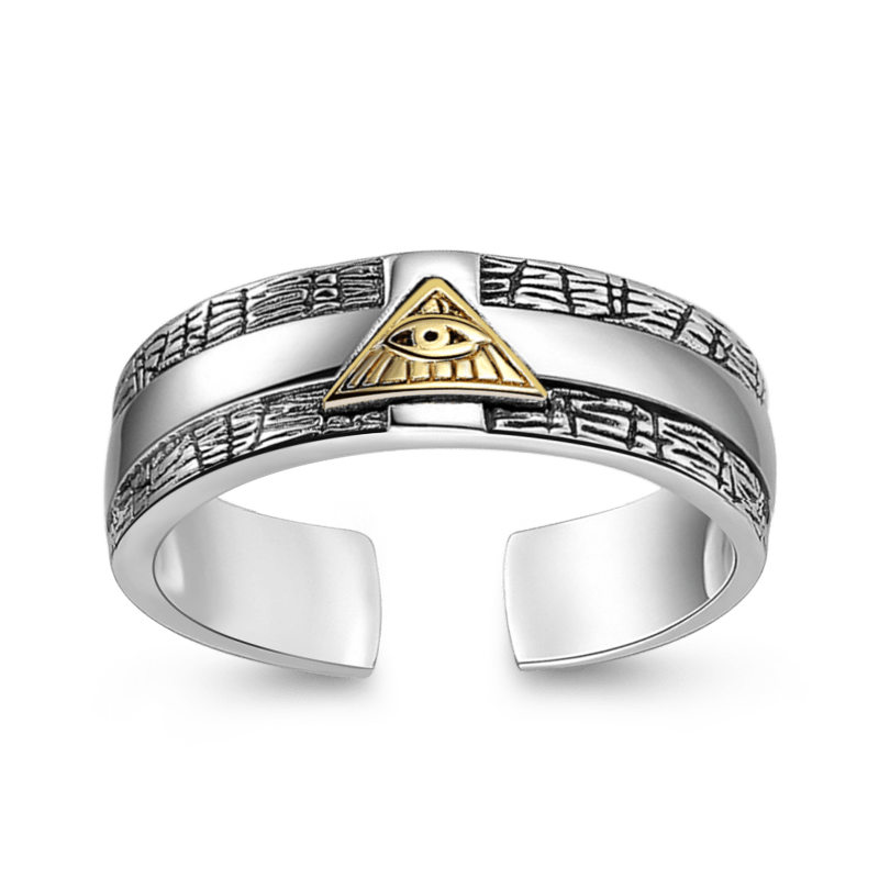 Adjustable Eye of God Men's Vintage Ring S925 Sterling Silver for Men_1