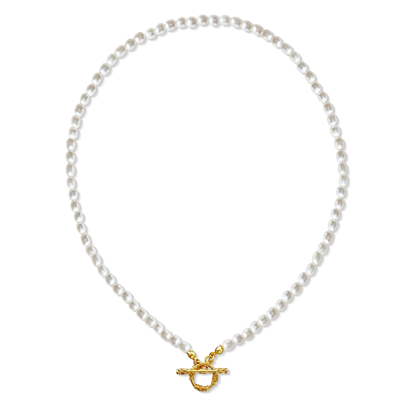 Elegant Pearl Choker Necklace Copper with 18K Gold Plated_1