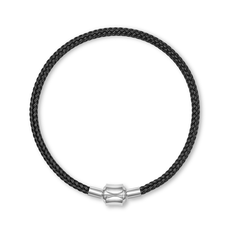Gnoce Black Basic Bracelet with 2 Pieces of Stoppers_2