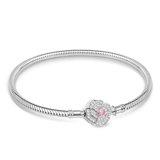 Gnoce Flower Bead Basic Snake Chain Bracelet Platinum-plated Silver Blend_1