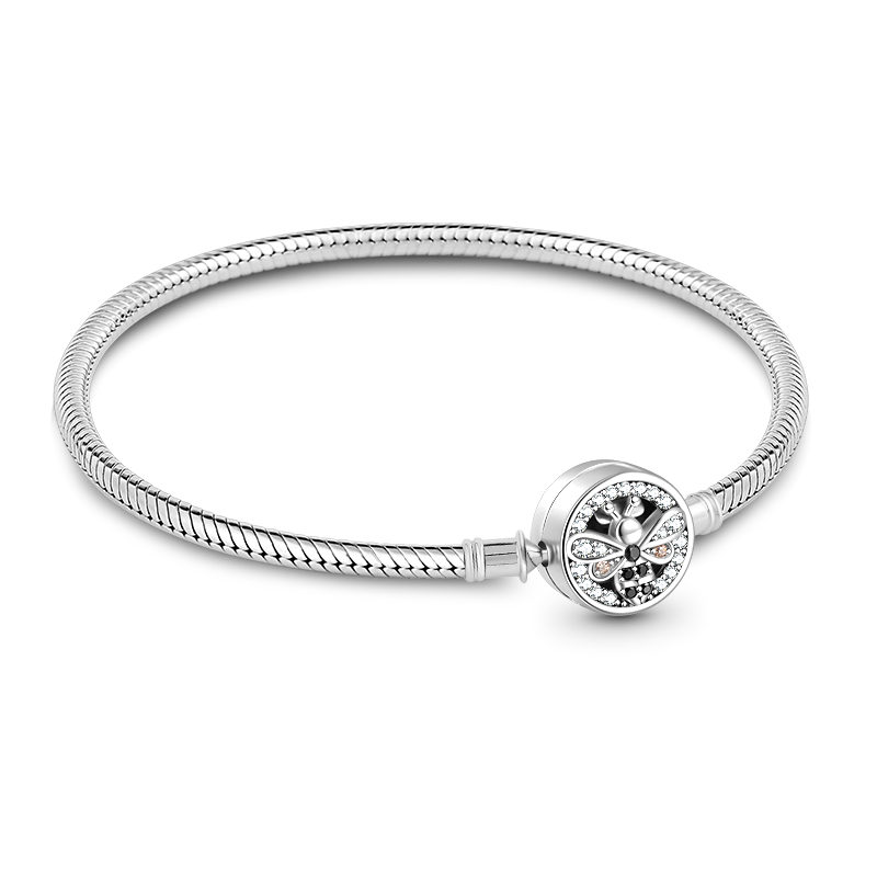 Gnoce Dancing Bee Basic Snake Chain Bracelet Platinum-plated Silver Blend_1