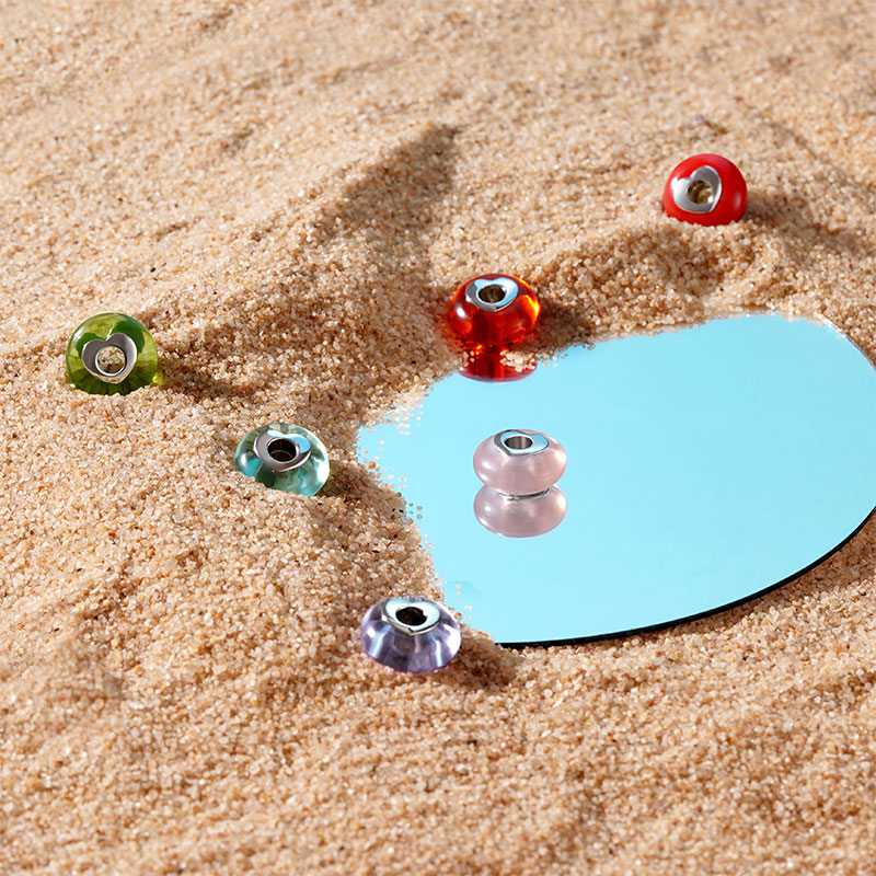 Gnoce Natural Orangered Stone Heart Hole Charm_3