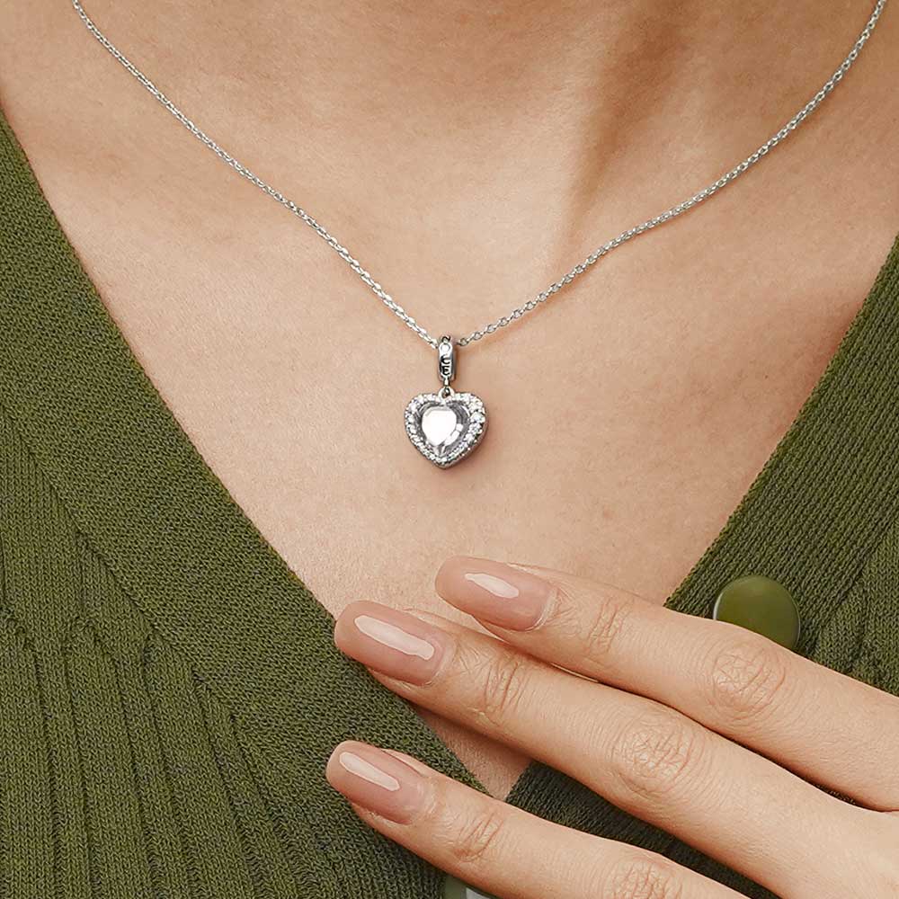 Gnoce Sparkling Heart Personalized Photo Pendant Dangle Charm_3