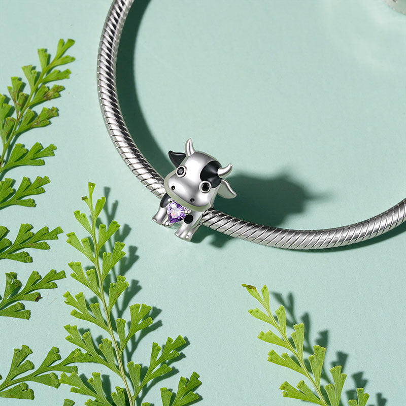 Gnoce Chinese Zodiac Ox Embraces Heart Gem Charm_3