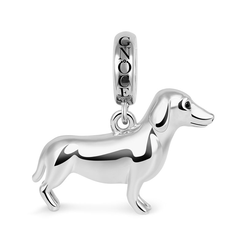 Gnoce "Stubborn but Loyal" Polished Dachshund Charm Pendant 925 Sterling Silver_1