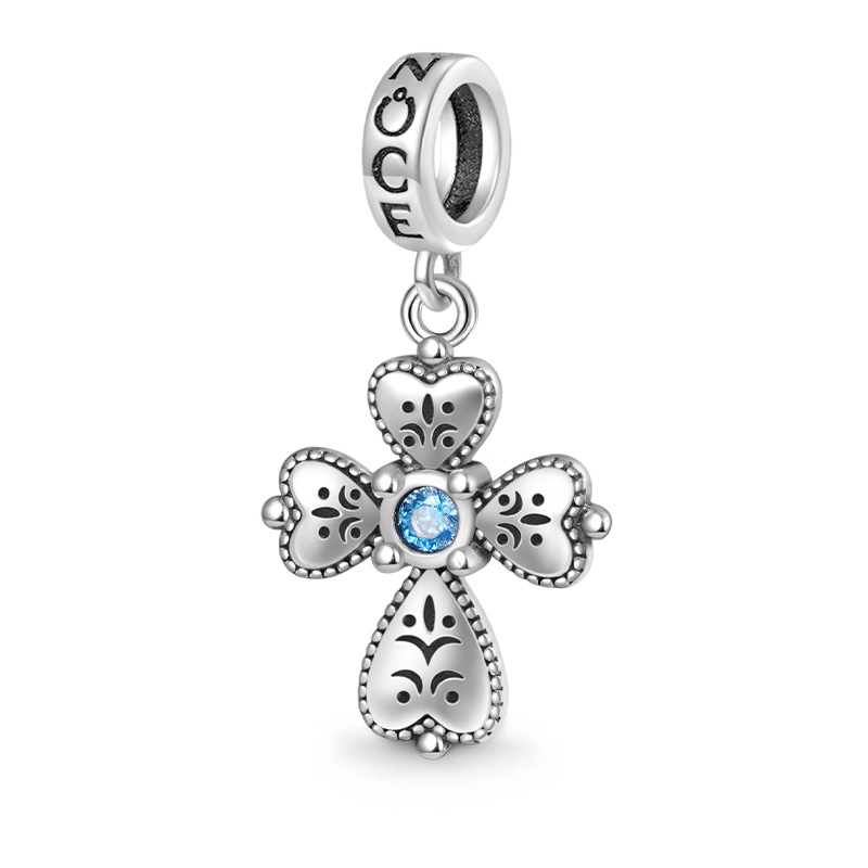 Gnoce Faith in Heart Cross Pendant Dangle Charm_1