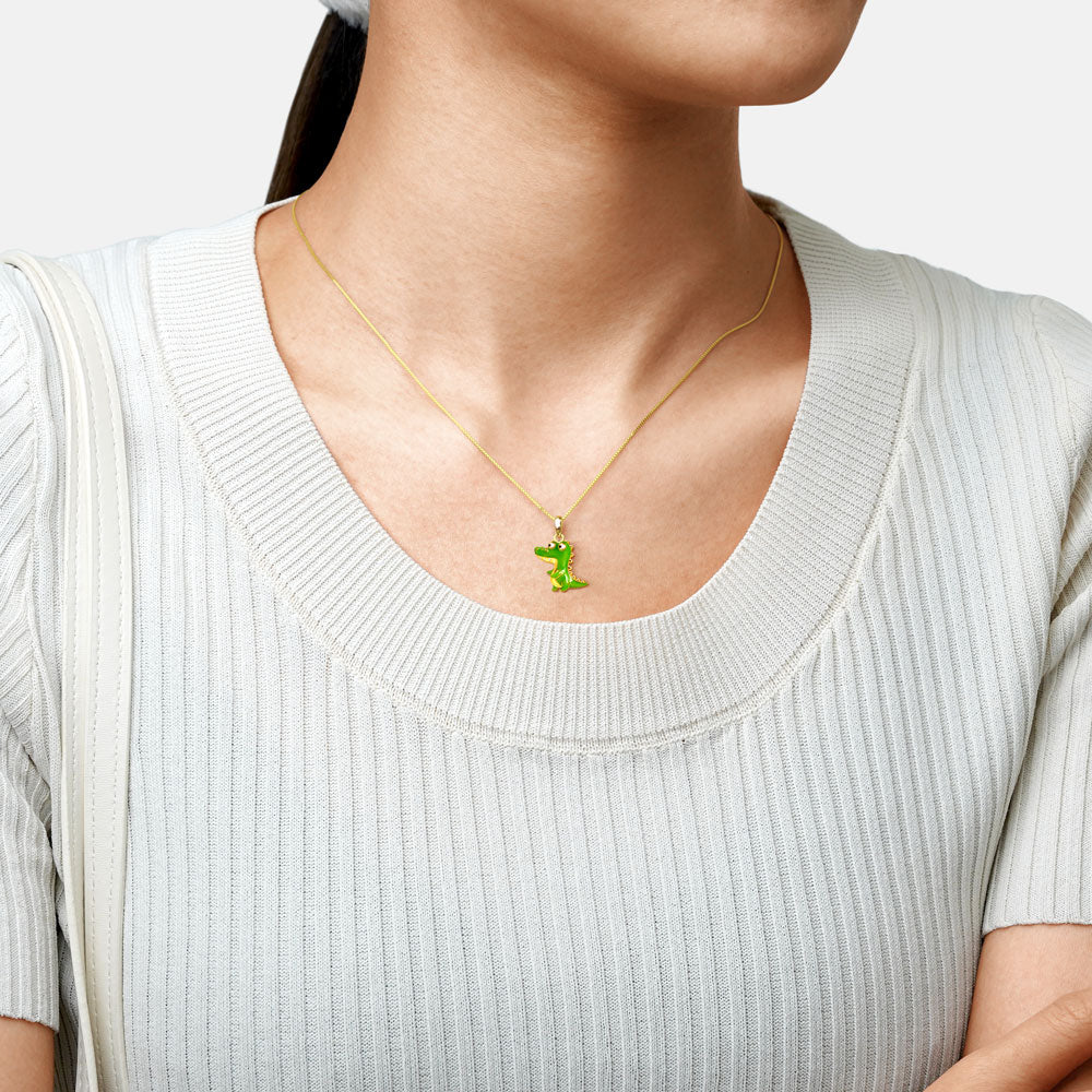 Gnoce Green Crocodile Necklace_3