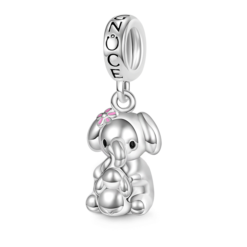 Gnoce Embrace Love Elephant & Baby Pendant Dangle Charm_1