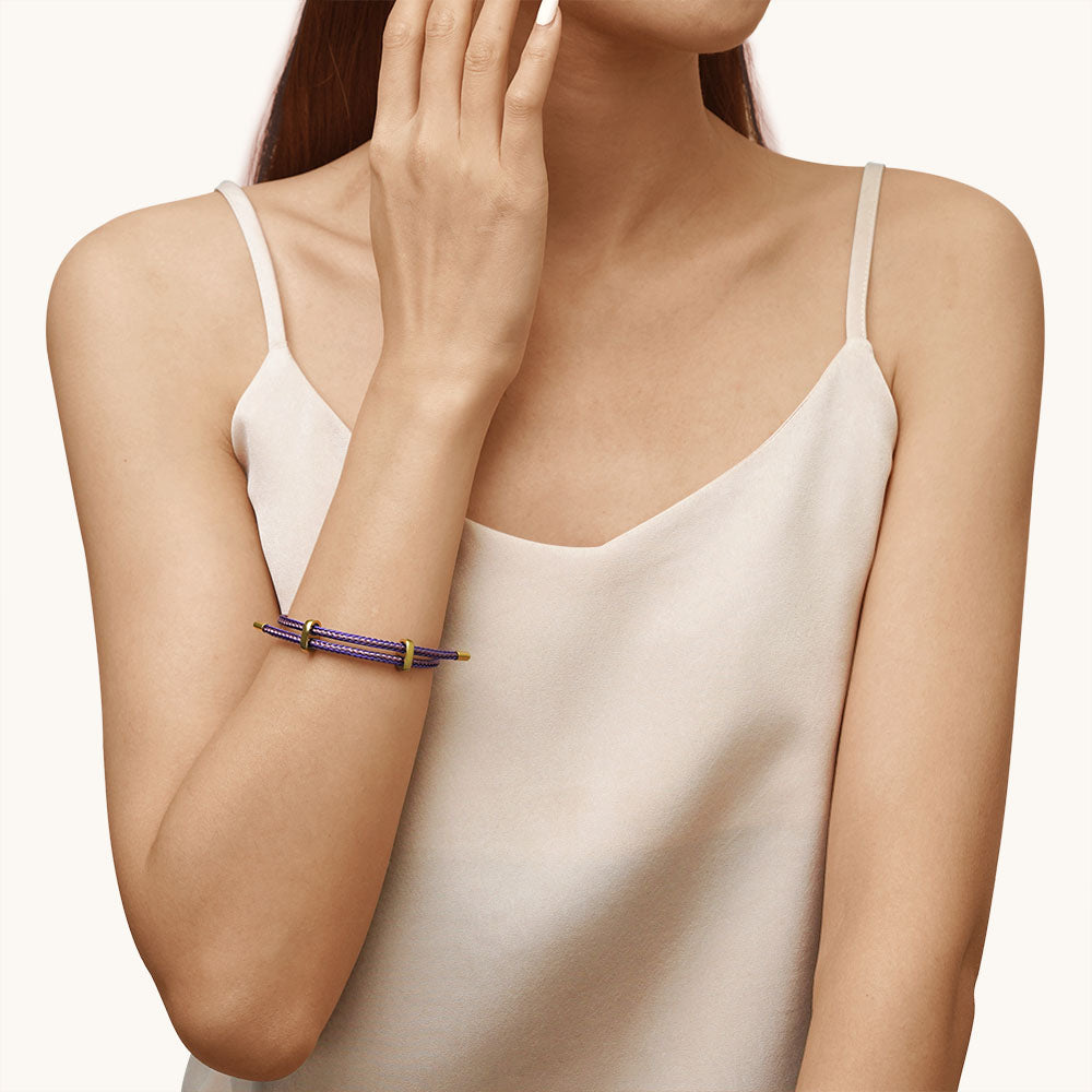 Gnoce Adjustable Pink Purple Basic Bracelet with 2 Pieces of Stoppers_4