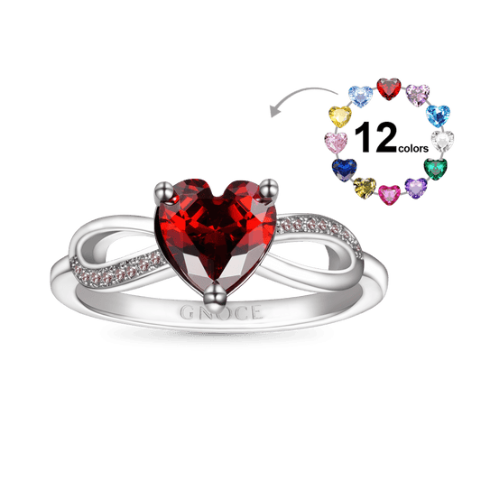 Gnoce Sparkling Birthstone Infinity Love Heart Ring_1