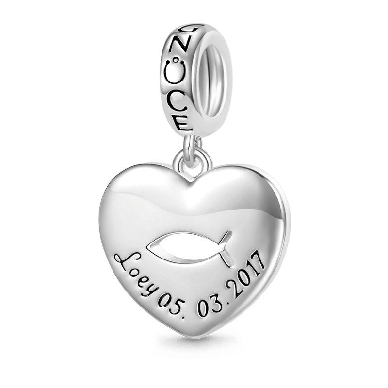 Gnoce Engravable Jesus Fish Birthday Name Pendant Dangle Charm_1