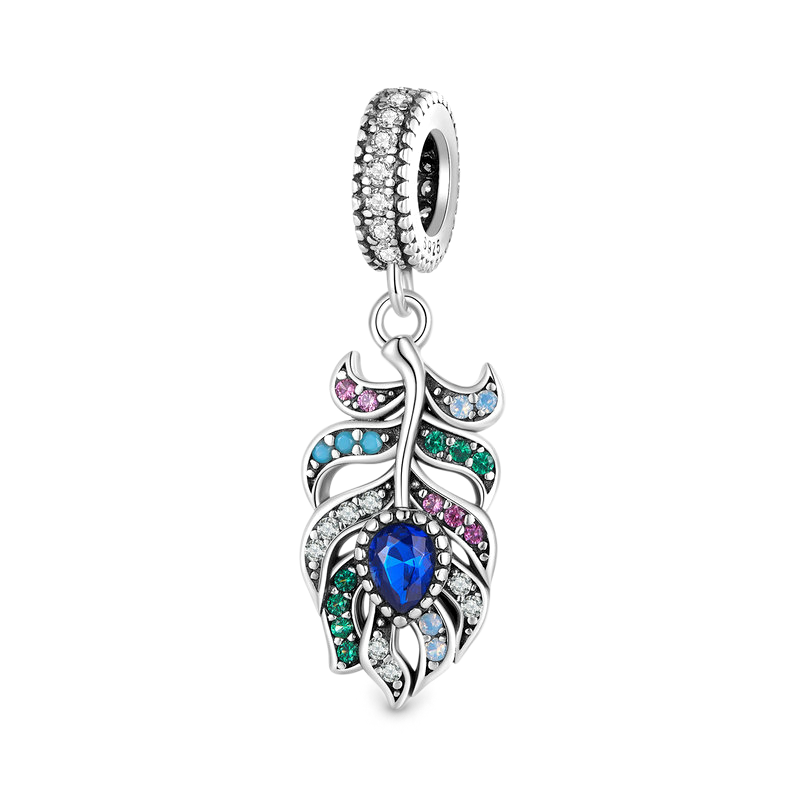 Gnoce Peacock Feather Pendant Dangle Charm_1