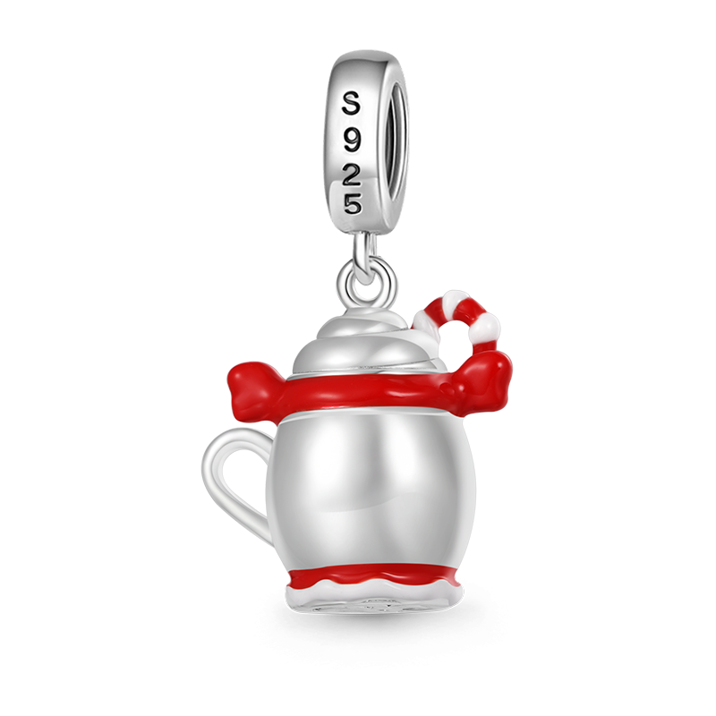 Gnoce Christmas Cup & Candy Cane Pendant Dangle Charm_2