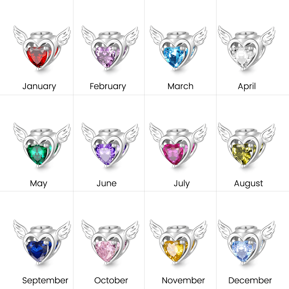 Gnoce Loving Angel Heart Birthstone Personalized Charm_2