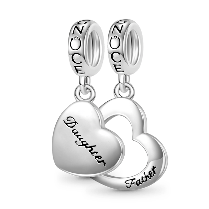 Gnoce Father&Daughter Heart Pendant Dangle Charm_1
