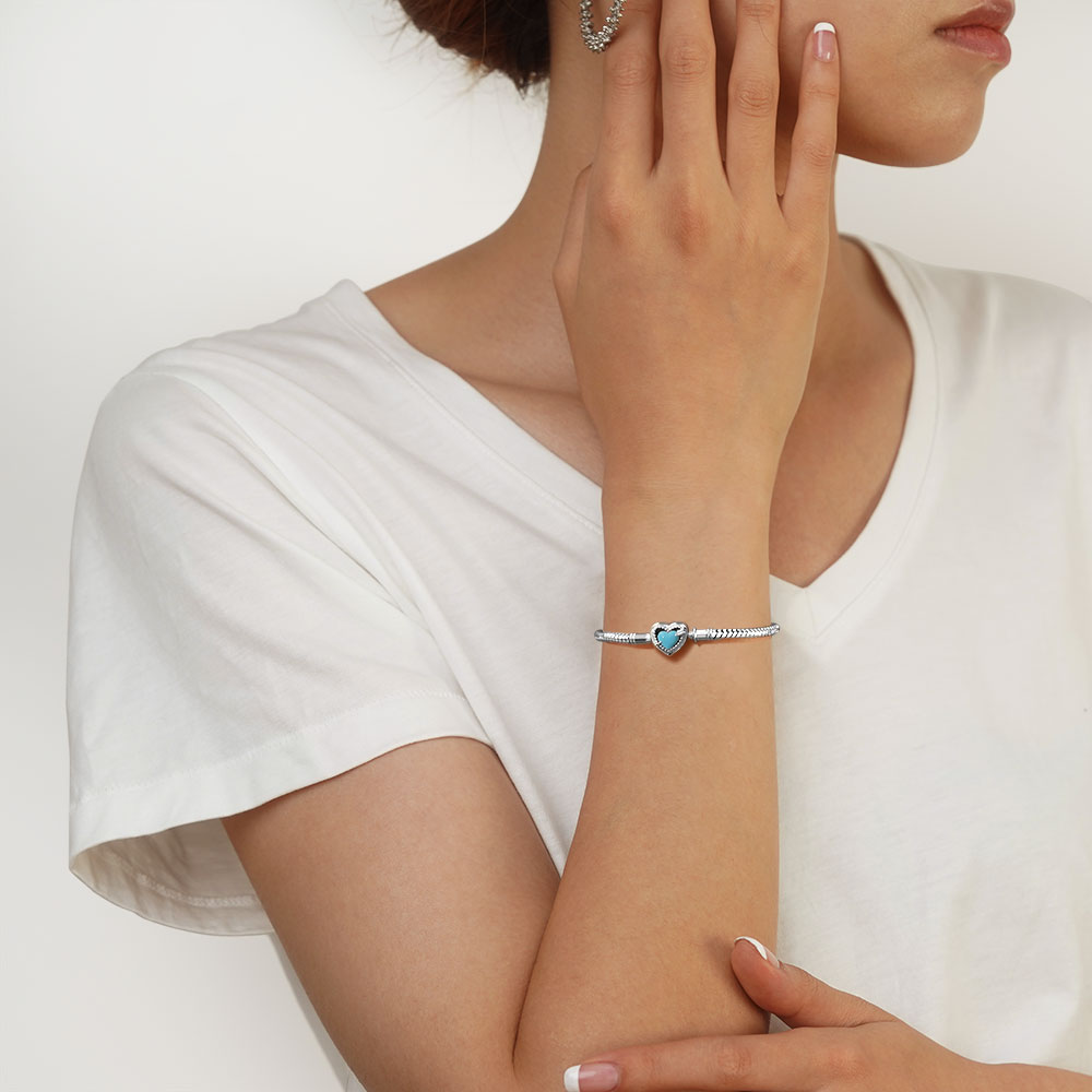 Gnoce Moonstone Basic Snake Chain Bracelet Platinum-plated Silver Blend_4