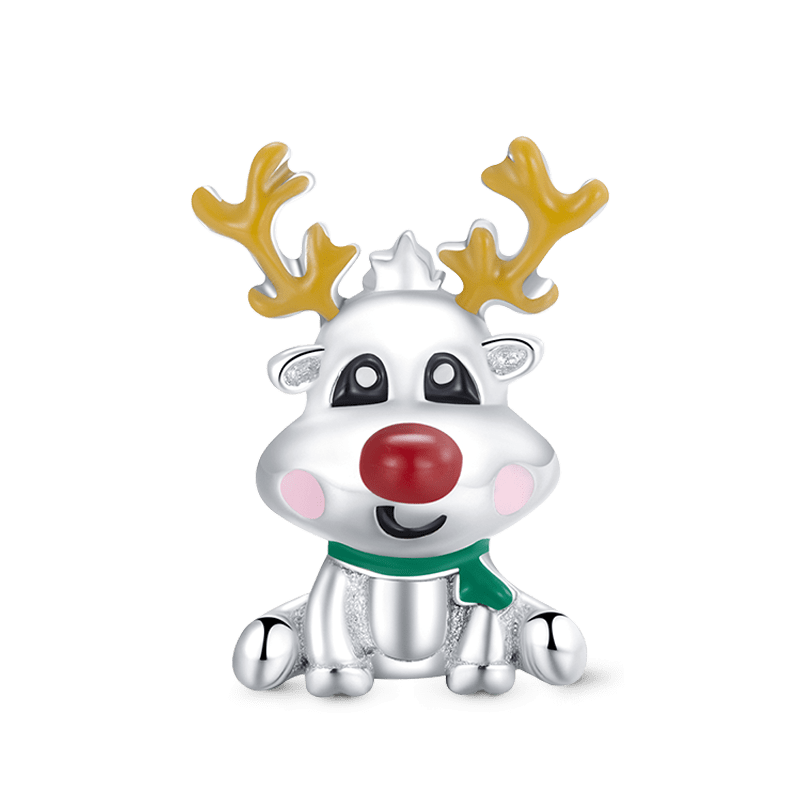 Cute Christmas Reindeer Charm Bead 925 Sterling Silver_1