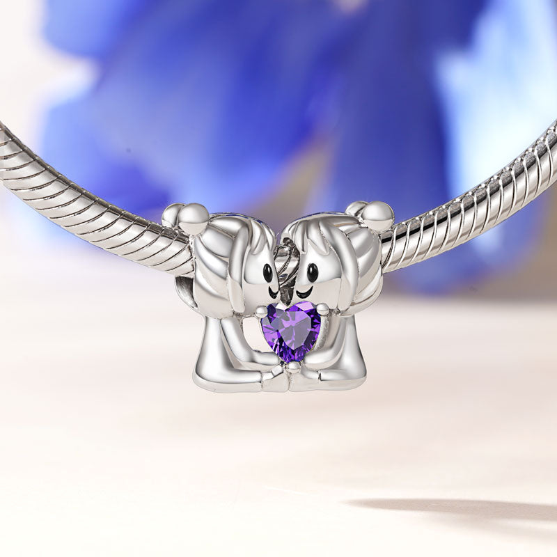 Gnoce Gemini Constellation Embraces Heart Gem Charm_2