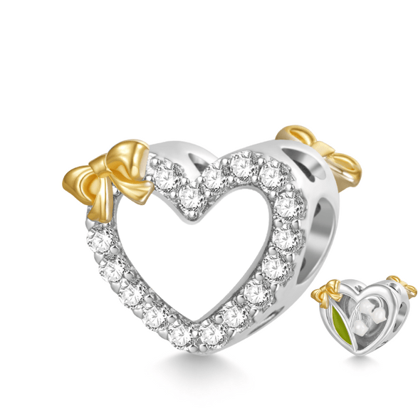 Gnoce Heart Engravable Name Charm Platinum-plated Silver Blend