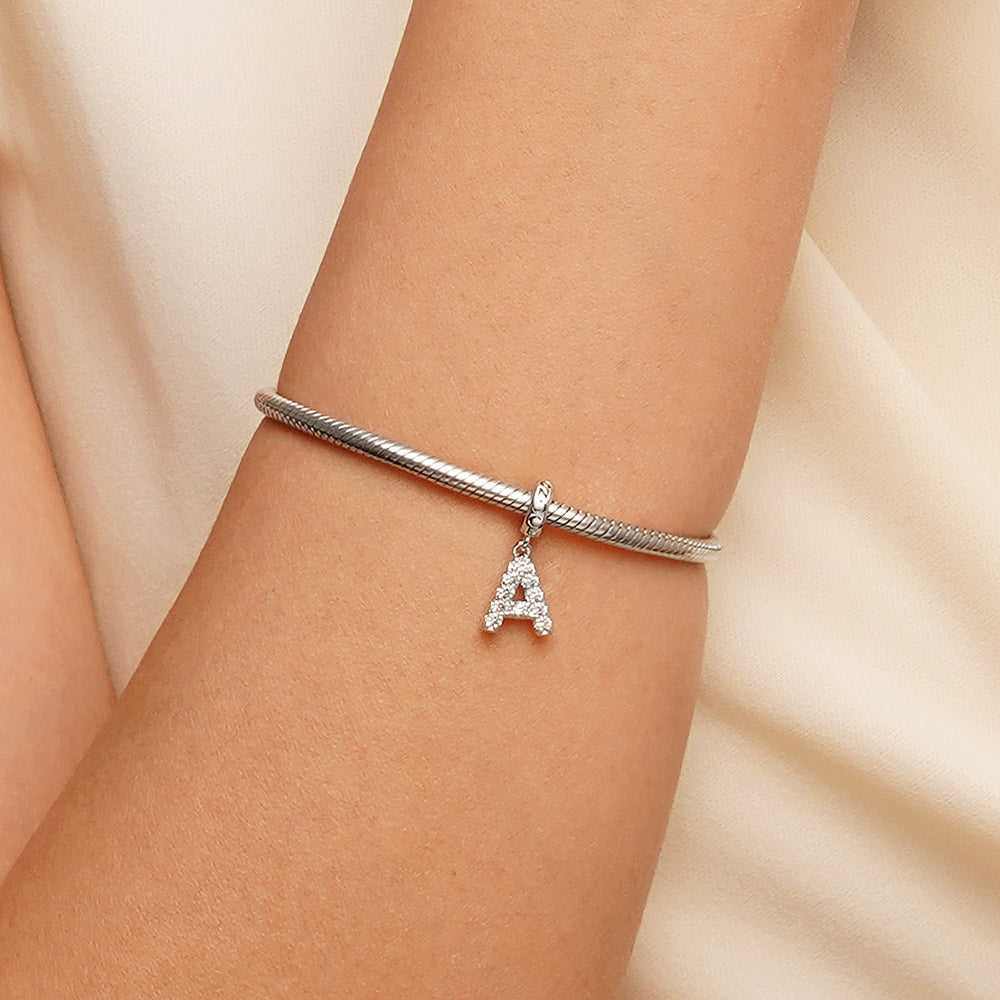 Gnoce Initial Letters Personalized Birthstone Gift Charm Platinum-plated Silver Blend_6