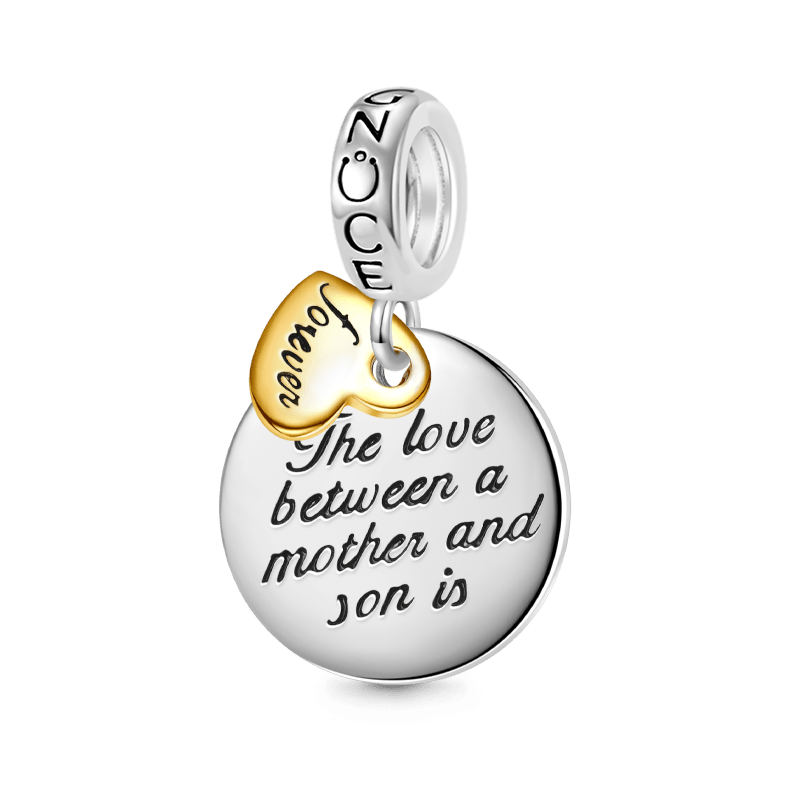 Gnoce "The love between a mother and son is forever" Heart Pendant Dangle Charm_1