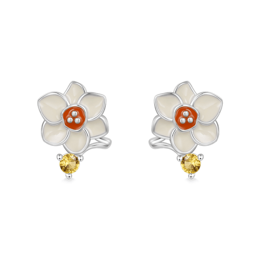 Gnoce Birthday Flower Series Narcissus Stud Earrings_1