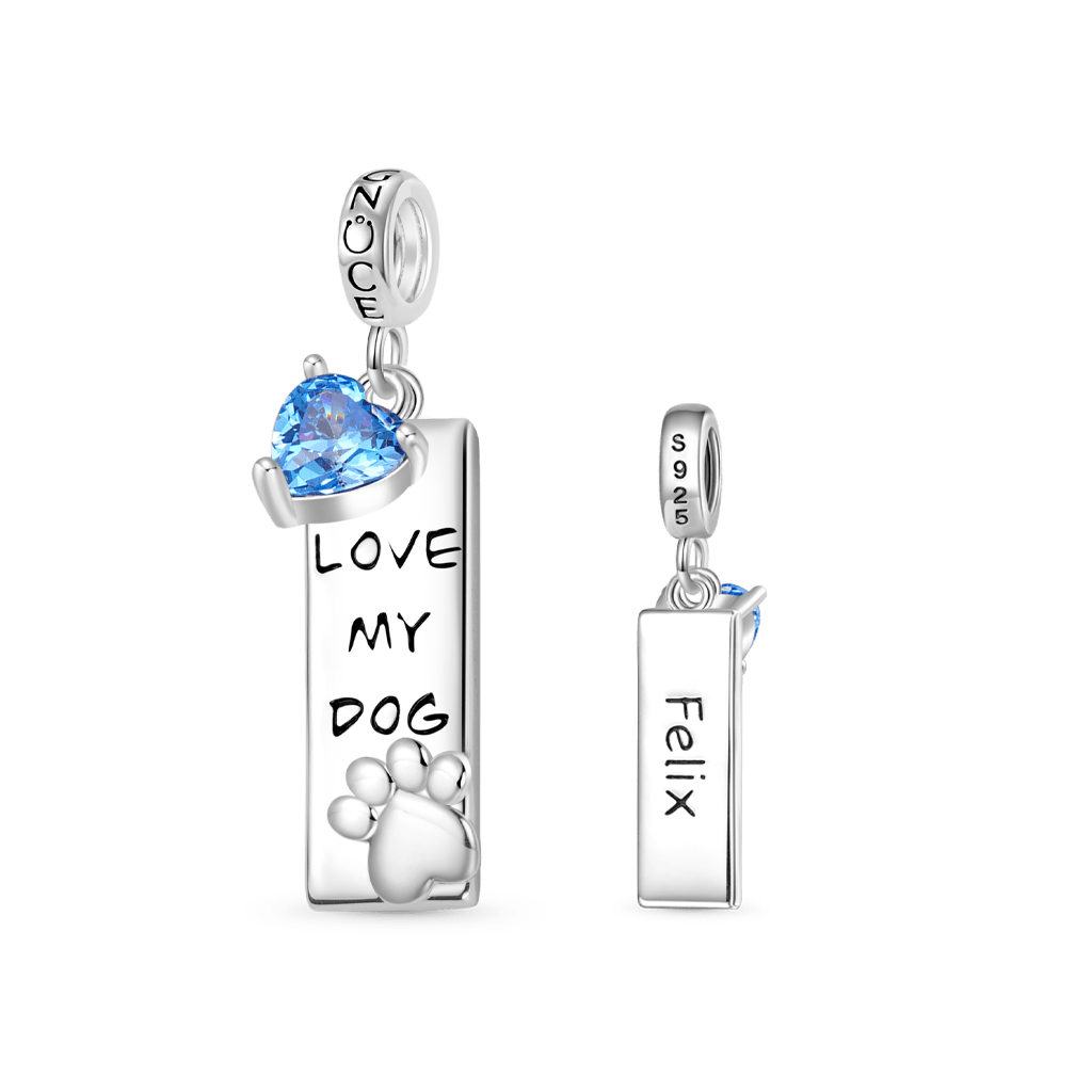 Gnoce Engravable Pet Dog Birthstone Pendant Dangle Charm_2