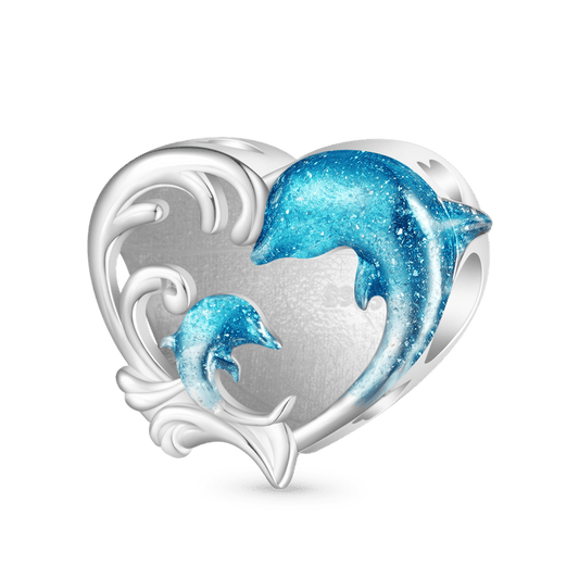 Gnoce "Always love you mom" Dolphin Heart Charm_1