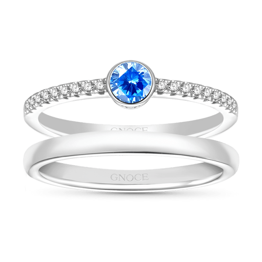 Gnoce Aquamarine Shimmering Stackable Ring Set_1