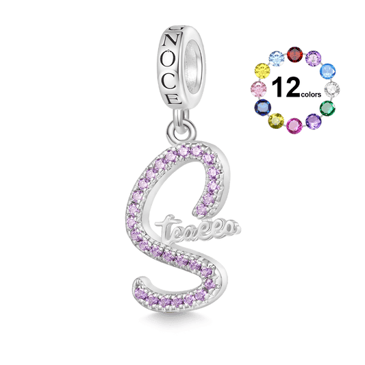 Gnoce Engravable Name Birthstone Pendant Dangle Charm_1