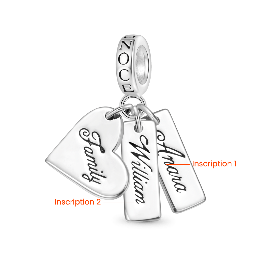 Gnoce Heart Engravable Triple Pendant Dangle Charm_2