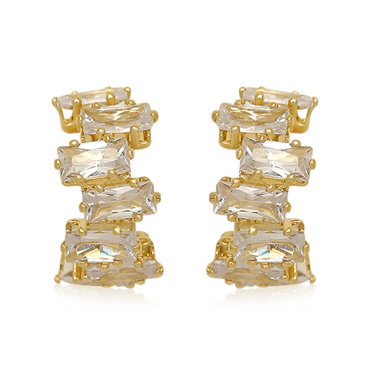Gnoce Irregular Zircon C-shaped Ear Clips_1