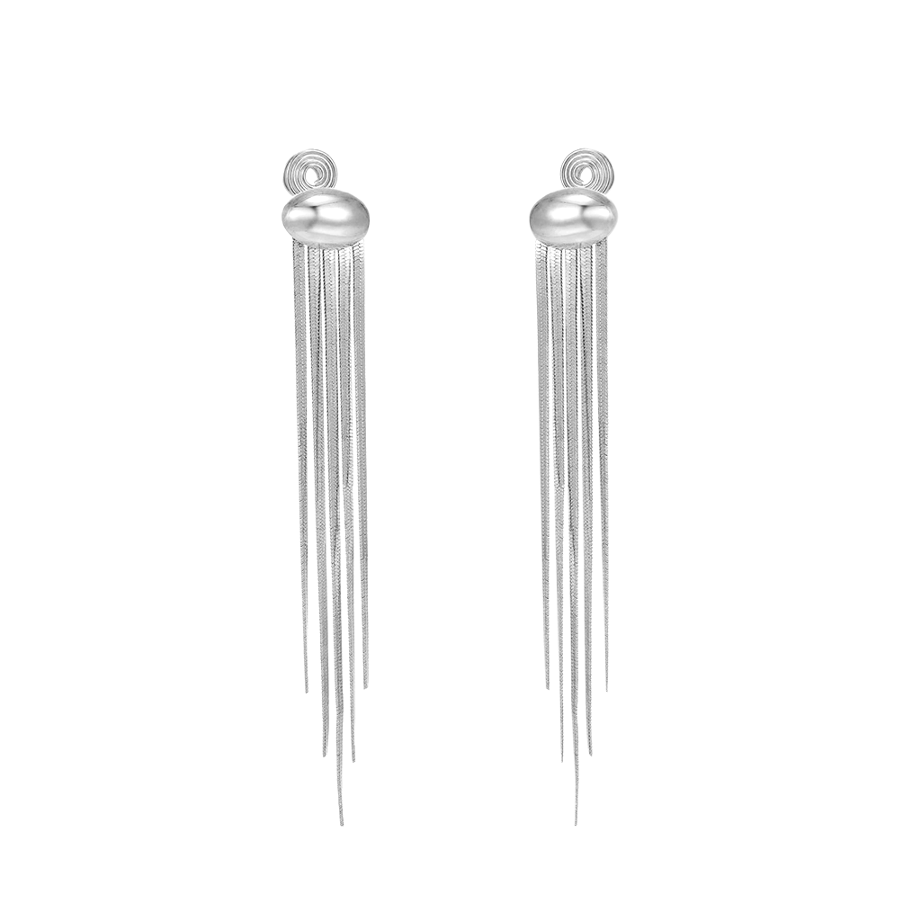 Gnoce Long Tassel Metal Bean Ear Clips_2