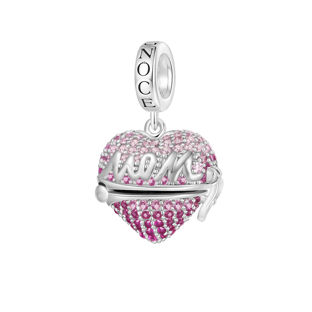 Gnoce Openable 'MOM' Heart Mother's Day Gift Pendant Dangle Charm_1