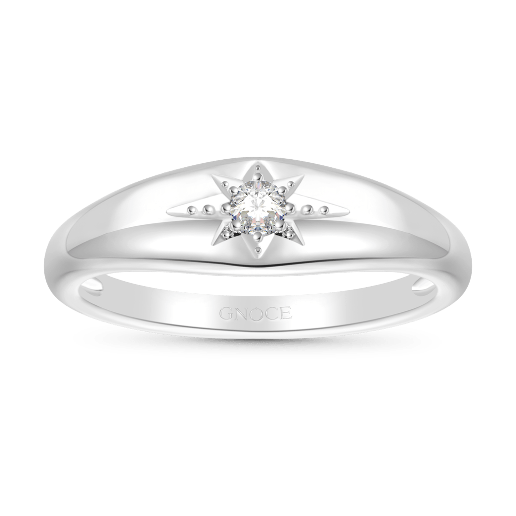 Gnoce White CZ Northern Star Birthstone Band Ring_2