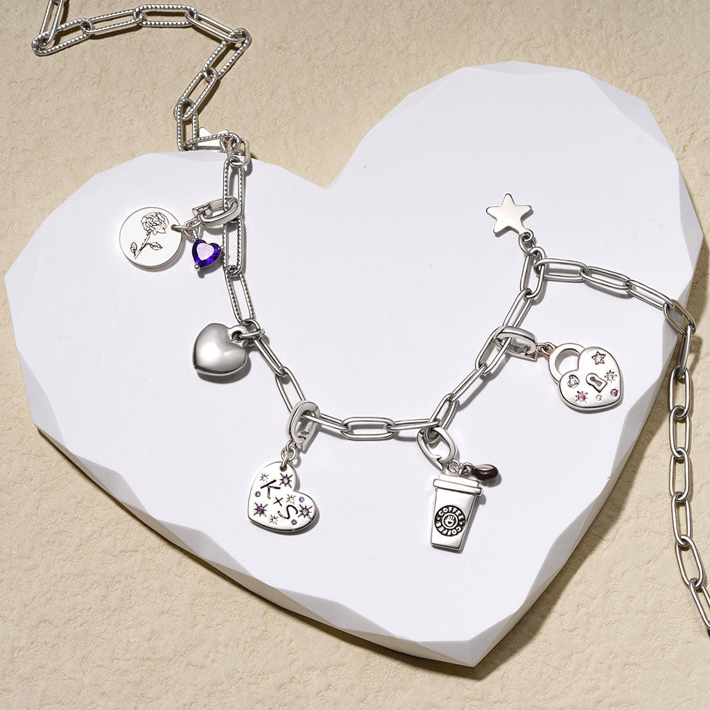 Gnoce Engravable Initial Letter Love Clasp Clusters Charm_4